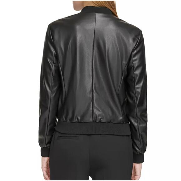Calvin Klein Full Zip Faux Leather Bomber Jacket S - Picture 12 of 13